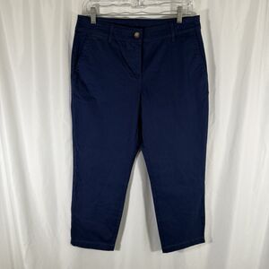 Tommy Bahama Capri Pants Women's 8 Blue Chino Mid Rise Cotton Blend
